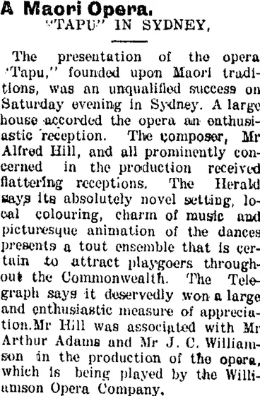 Image: A Maori Opera. (Taranaki Daily News 12-7-1904)