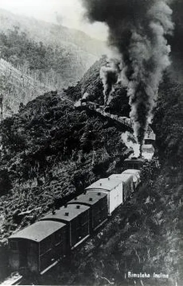 A train on the Rimutaka Incline : Photograph Image: A train on the Rimutaka Incline : Photograph