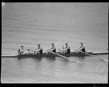 Image: Winner of four-oar sculls, 1950 British Empire Games, Lake Karapiro