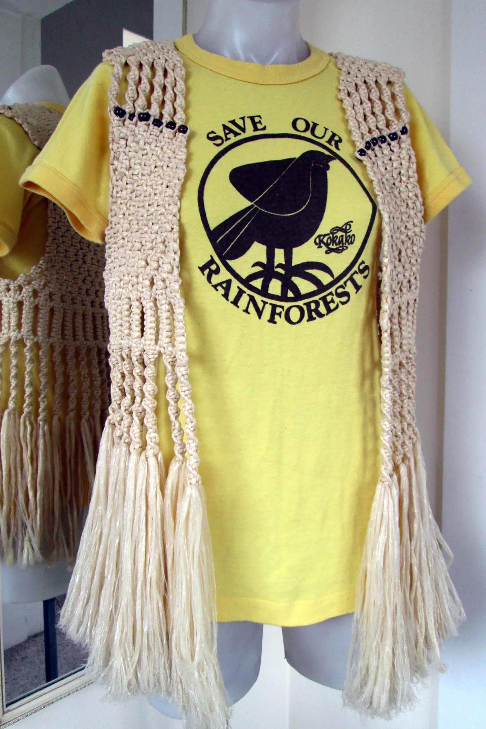 Macrame waistcoat protest t-shirt