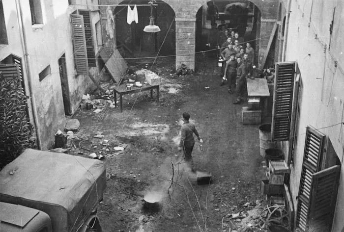 James G Brown, fl 1945 : Meal time at the 4th Main Dressing Station, Faenza, Italy