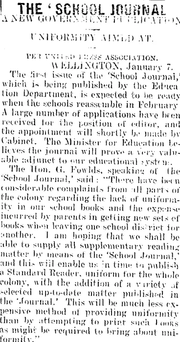 Image: THE 'SCHOOL JOURNAL.' (Mataura Ensign 7-1-1907)