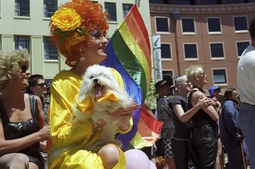 Image: Malcolm and Johnny at the Love Parade, Wellington - Photograph taken by Ross Giblin