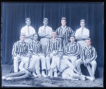 Image: Glass Plate Negative: Christ's College, Cricket Eleven, 1908