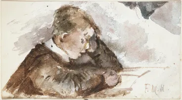 Image: Hodgkins, Frances Mary, 1869-1947 :[Boy reading. 1880s?]