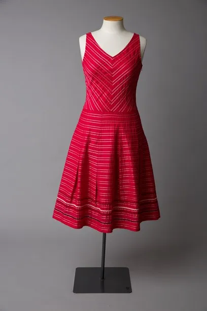 Kate Sylvester red dress with rick rack trim, 2004