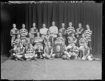 Image: Sydenham soccer team with trophies, Christchurch