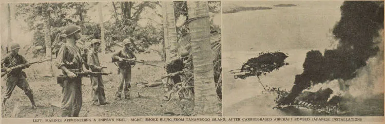 Successful American landing at Guadalcanal in the southern Solomon Islands