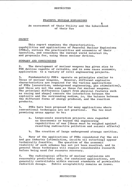 Peaceful Nuclear Explosions