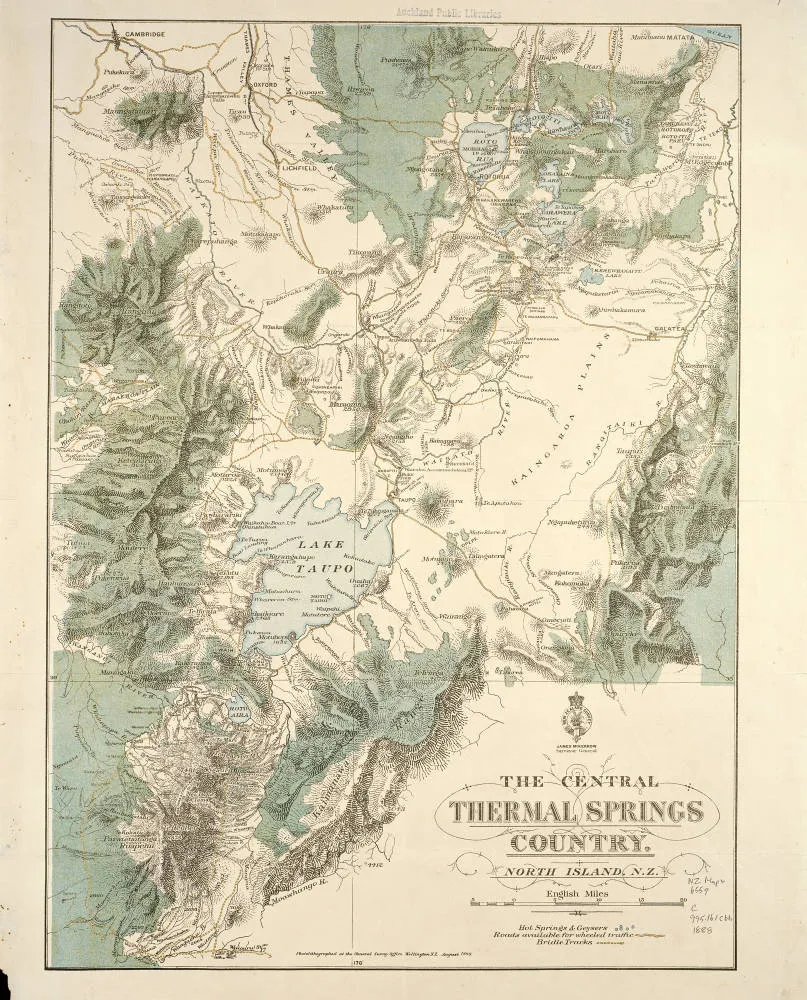 The central thermal springs country. North Island, New Zealand.