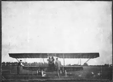 Image: Caudron aircraft of the Canterbury Aviation Co at Sockburn, Christchurch - Photograph taken by an unknown photographer