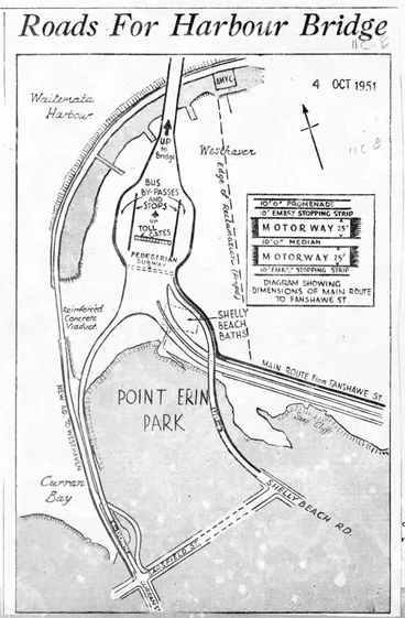Image: Auckland Harbour Bridge approach roads plans, 1951