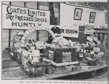 Image: MESSRS. COATES.' LIMITED, EXHIBIT OF DRY PRESSED BRICKS, AT THE WAIKATO WINTER SHOW
