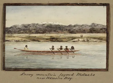 Image: Pearse, John, 1808-1882 :[Nelson district. 1851] Snowy mountains beyond Motueka near Massacre Bay
