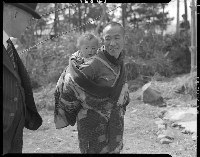 Minister of Defence Frederick Jones (1884-1966) with a Japanese father and son