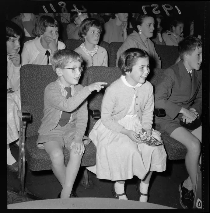 Children and parents, watching the pantomime, Wellington