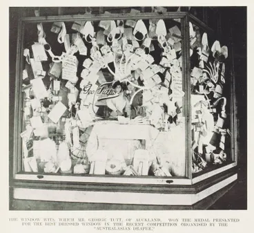 Image: The window with which Mr. George Tutt of Auckland, won the medal presented for the best dressed window in the recent competition organised by the 'Australasian Draper'