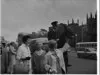 New Zealand women, Robyn Lord and Pam Richardson, admire a police horse in George Street, Sydney