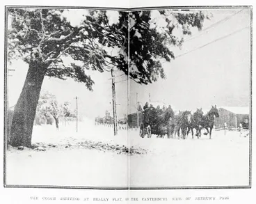 Image: The coach arriving at Bealey Flat on the Canterbury side of Arthur's Pass