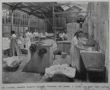 Image: The laundry, showing washing machines, wringers and driers
