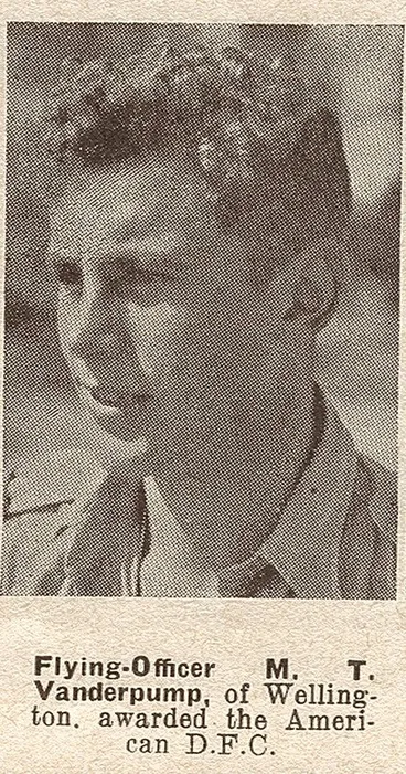 Image: Flying-Officer M. T. Vanderpump, of Wellington. awarded the American D.F.C.