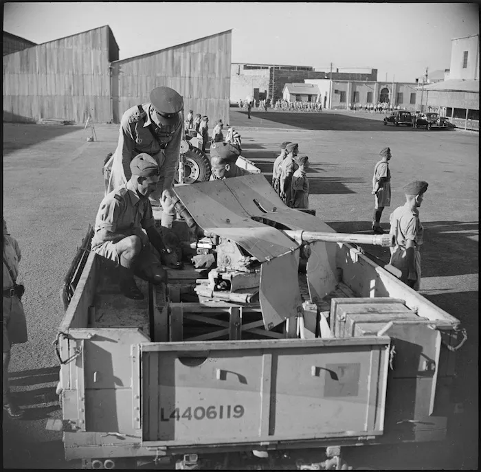 General Auchinleck inspects Bofors anti tank gun at Long Range Desert Group Parade in Cairo, Egypt, World War II