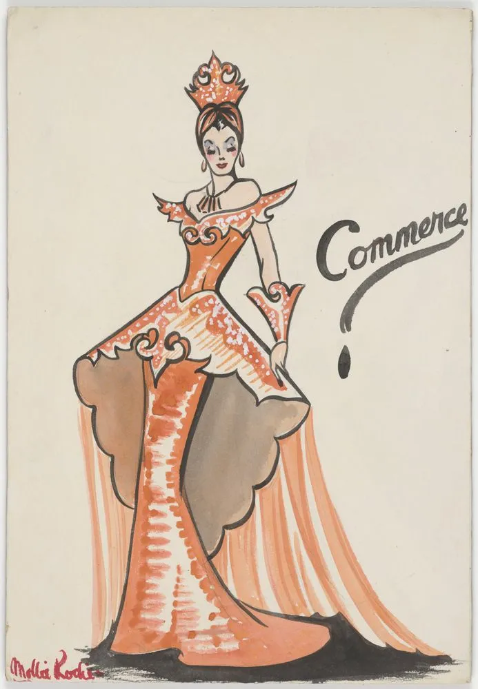 Costume design for Victory Queen Carnival, 'Commerce'