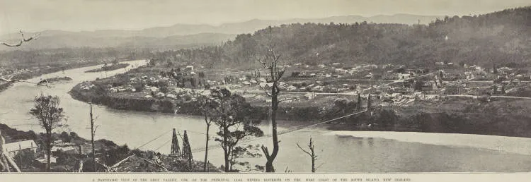 A panoramic view of the Grey Valley, one of the principal coal mining districts on the West Coast of the South Island, New Zealand