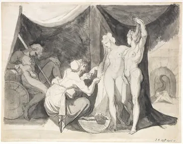 Image: Amavia finds her knight, Sir Mordant, bewitched in Acrasia's Bower of Bliss