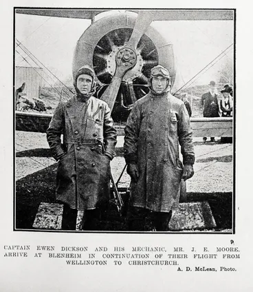 Captain Ewen Dickson and his mechanic at Blenheim Image: Captain Ewen Dickson and his mechanic at Blenheim