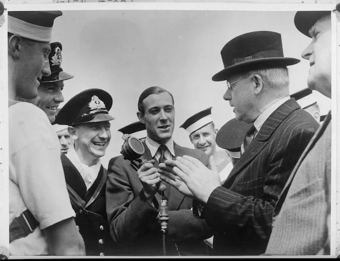New Zealand Prime Minister Peter Fraser visiting Scheme B naval officer cadets training in England