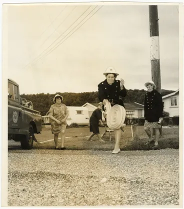 Image: Rolling out a fire hose at Brunner