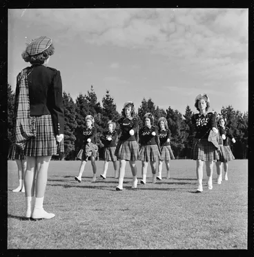 Image: Leader and nine girls from the Sargettes marching team