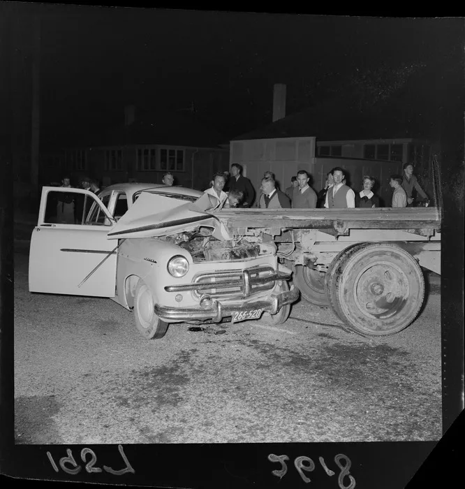 Accident between a car and a truck at Johnsonville, Wellington