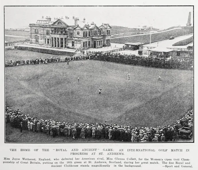 The home of the 'Royal and Ancient' game: an international golf match in progress at St. Andrews