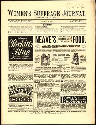 Image: Women's Suffrage Journal, London, 1887