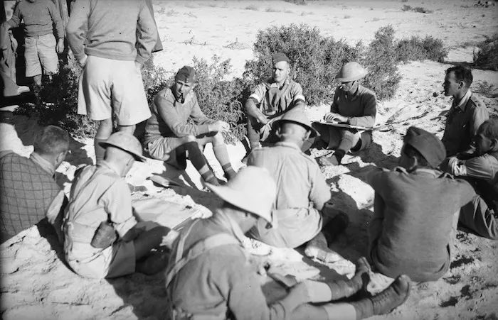 20th Battalion studying mock battle plans, Egypt