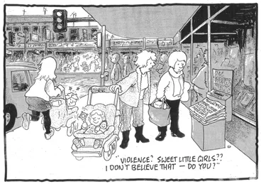 Image: Darroch, Bob, 1940- :"Violence? Sweet little girls?? I don't believe that - do you?" 29 July 2010