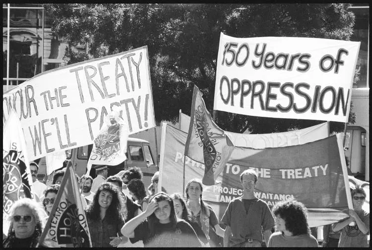Sesquicentennial demonstration, Aotea Square, 1990