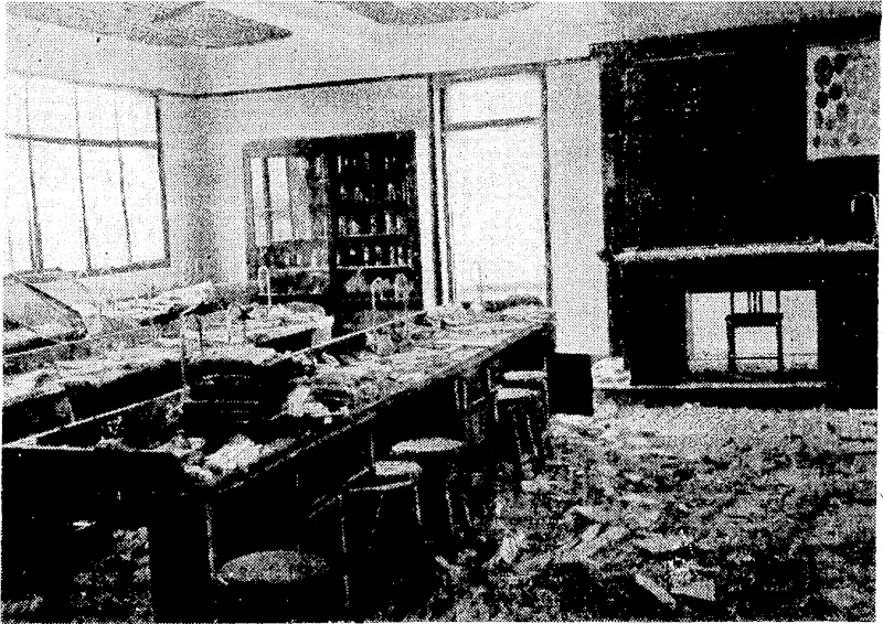 The bacteriological laboratory of the National Health 'Administration Department at Shanghai wrecked , hy Japanese bpnibt, (Evening Post, 04 January 1938)