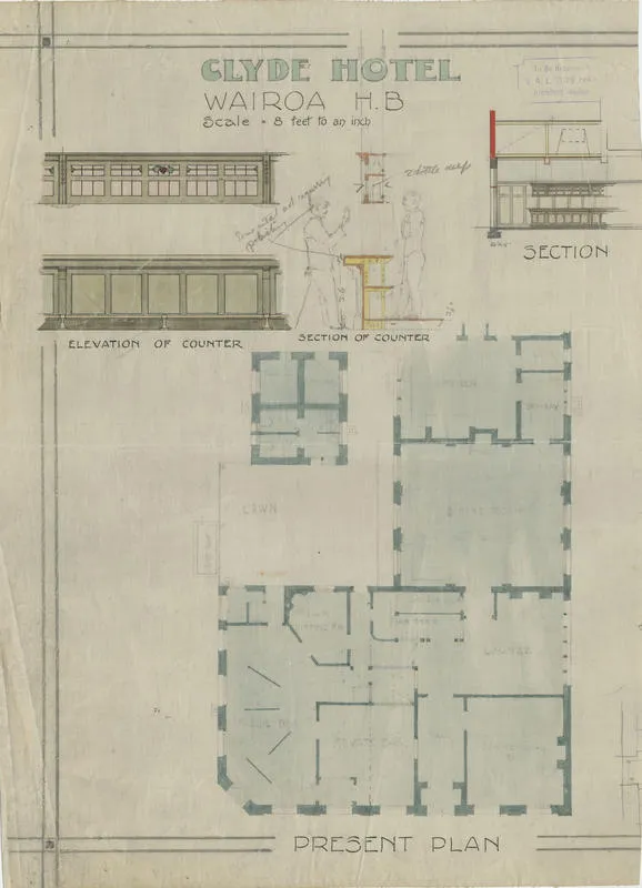 Architectural plan, Clyde Hotel, Wairoa