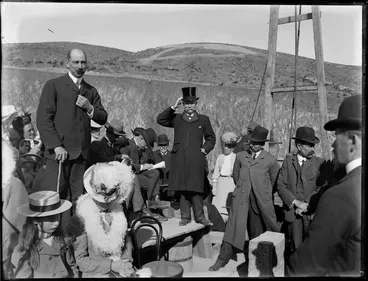 Image: William Hall-Jones and Charles Mathew Gray at the laying of the foundation stone for the Cashmere Hills Sanatorium