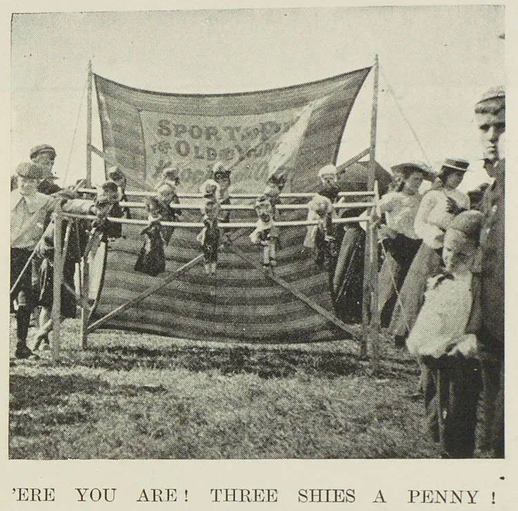 Ere you are three shies a penny