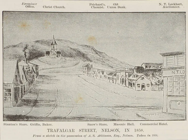 Trafalgar Street, Nelson, in 1858