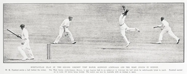 Spectacular play in the second cricket test match between Australia and the West Indies in Sydney