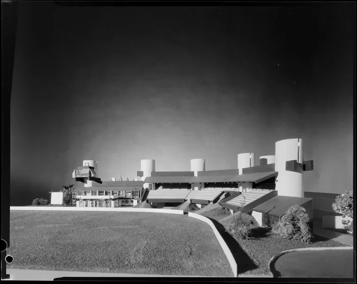 Architectural model for redevelopment of Basin Reserve, Wellington
