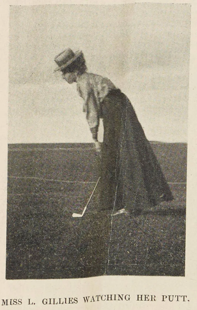 Miss L. Gillies watching her putt