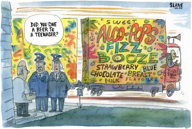 Teen drinking cartoon