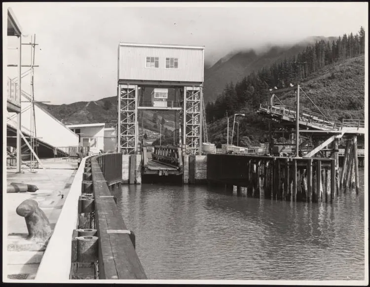 Rail ferry terminal at Picton, 1962