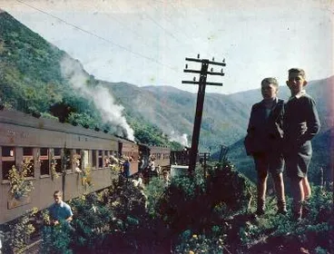Halted train on Rimutaka Incline : digital image Image: Halted train on Rimutaka Incline : digital image
